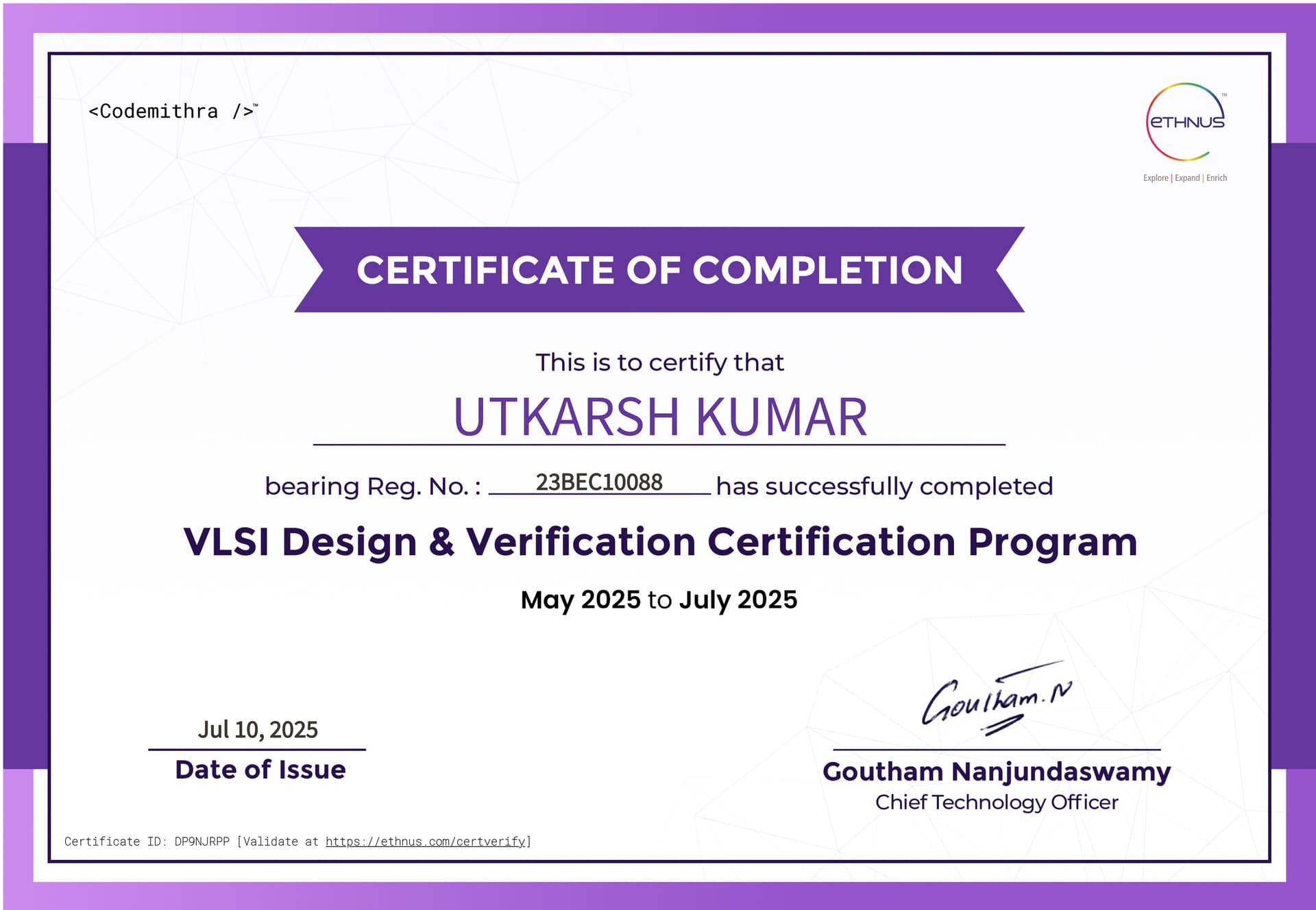 VLSI Design & Verification Certification Program